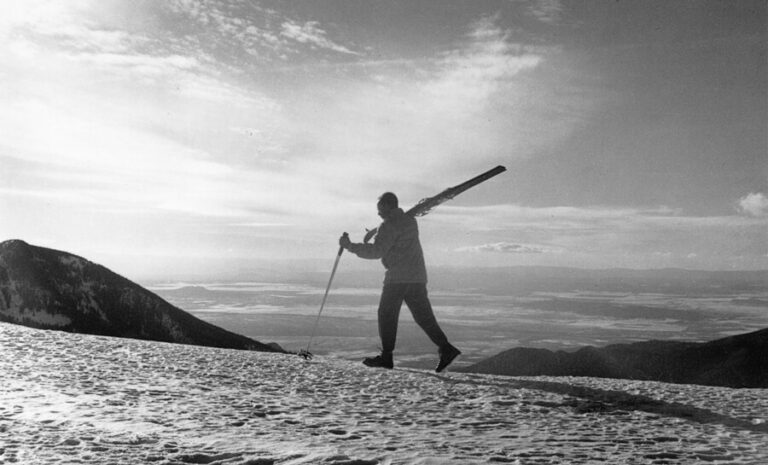 Hiking the ridge in Taos Ski Valley while skiing in New Mexico.