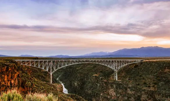 The Taos Gorge Bridge at sunset