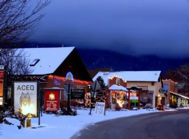 Evening shot in snow of arroyo seco village