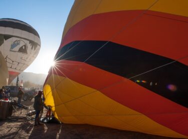 Taos Mountain Balloon Rally getting started in the morning