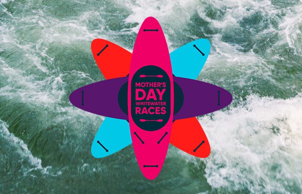 Taos Mother's Day Whitewater Races logo and a raging river