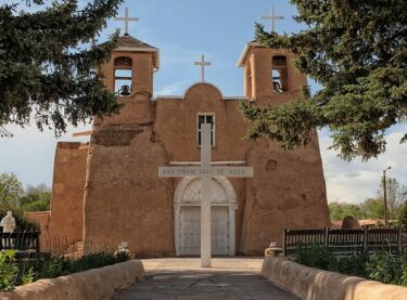 A view of the front of San Francisco de Asis church in Ranchos de Taos