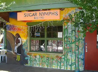 A view outside of Sugar Nymphs Bistro